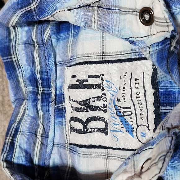 VINTAGE BKE 67 EMBROIDERED ATHLETIC FIT PLAID PEARL SNAP-BUTTON LONG-SLE… - Picture 5 of 12